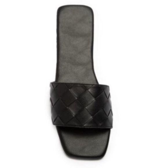 Square Toe Woven Strap Slide Sandals in Black - Picture 5 of 5